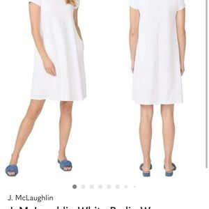 J. McLaughlin White Short-Sleeve dress. Front pockets.  Size medium